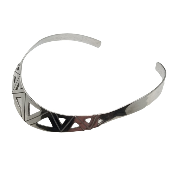 VINTAGE TAXCO 1955 STERLING SILVER GEOMETRIC COLLAR STYLE STATEMENT NECKLACE - Picture 4 of 6